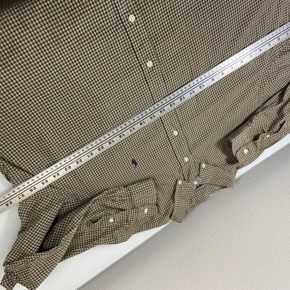 Ralph Lauren Mens XXL Brown Gingham Button Down Shirt Excellent Classic Fit Pony - Picture 4 of 7